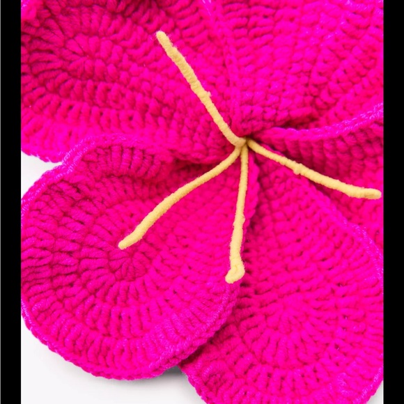 Zara limited edition crochet Oversized Vibrant Pink Knit Hair tie - Picture 5 of 5